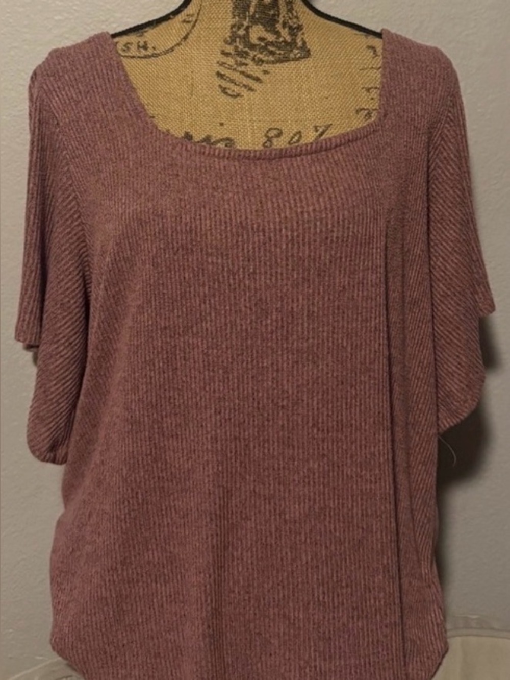 Maurices Dusty Rose Ribbed Short Sleeve Knit Top